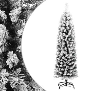 vidaXL Sapin de No&euml;l artificiel mince flocon de neige vert 150 cm PVC