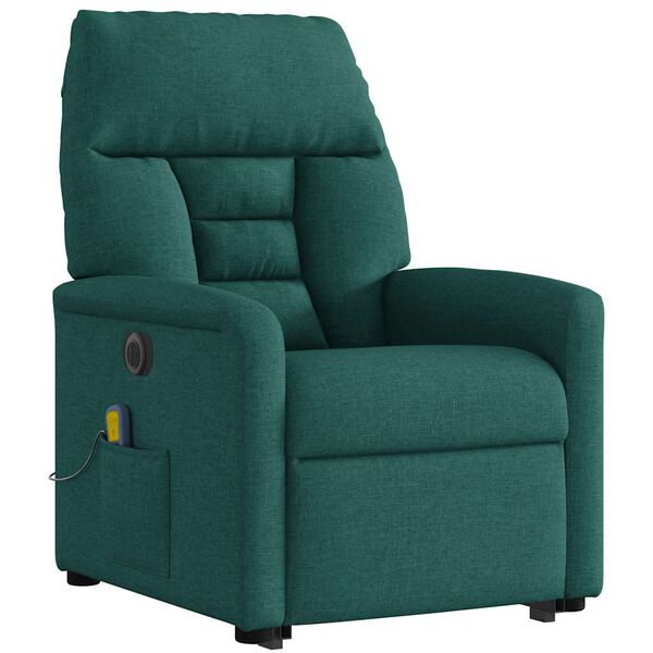 vidaXL Fauteuil inclinable de massage &eacute;lectrique Vert fonc&eacute; Tissu