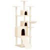 vidaXL Arbre &agrave; chat avec griffoirs en sisal Cr&egrave;me 175 cm