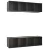 vidaXL Meubles TV muraux 2 pcs Gris brillant Bois d'ing&eacute;nierie