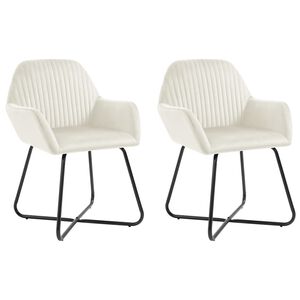 vidaXL Chaises &agrave; manger lot de 2 Cr&egrave;me Velours