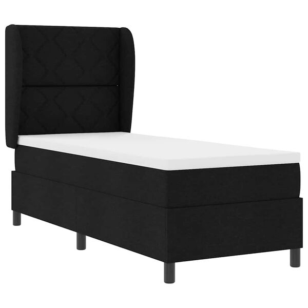vidaXL Lit &agrave; ressorts avec matelas Noir 80 x 200 cm tissu