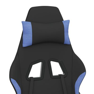 vidaXL Chaise de jeu de massage avec repose-pied Noir et bleu Tissu
