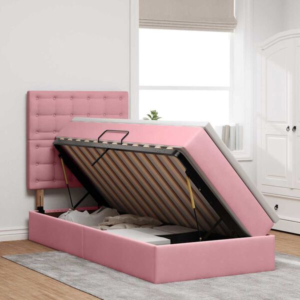 vidaXL Lit avec rangement et matelas Rose 100 x 200 cm Velours