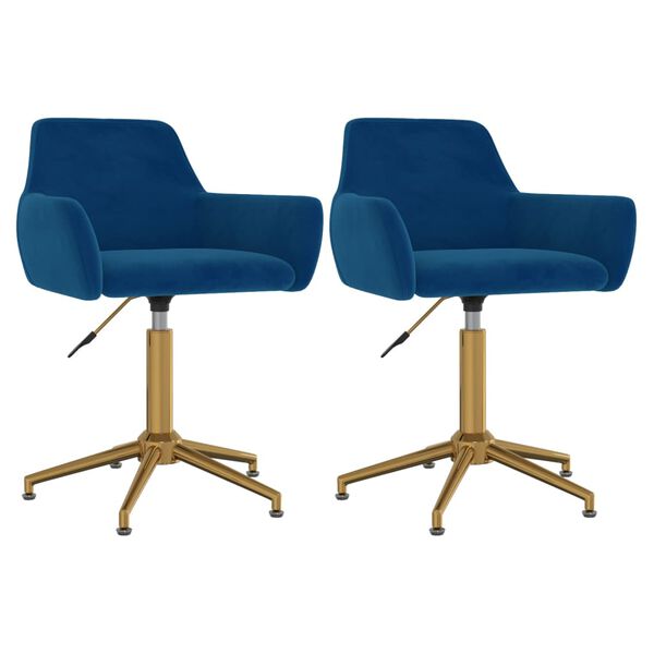 vidaXL Chaises pivotantes &agrave; manger lot de 2 Bleu Velours