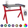 vidaXL Bureau de jeu &agrave; LED en forme de Y noir et rouge 110x60x75 cm