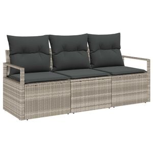 vidaXL Ensemble de canap&eacute; de jardin 3 pcs Gris clair polyrotin
