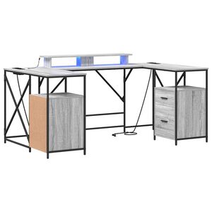 vidaXL Bureau Gris Sonoma 182 x 101 x 87,5 cm Bois d'ing&eacute;nierie