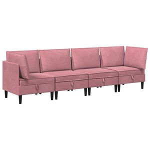 vidaXL Ensemble de meubles pour le salon 4 pc Rose Velours