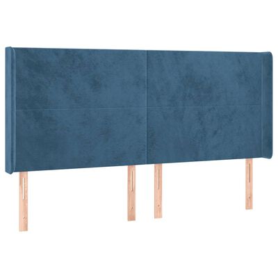 vidaXL Tête de lit à LED Bleu foncé 203x16x118/128 cm Velours