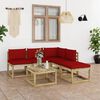 vidaXL Salon de jardin 6 pcs avec coussins rouge bordeaux