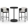 vidaXL Ensemble de bar de jardin 3 pcs et coussins R&eacute;sine tress&eacute;e Noir