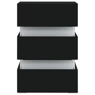 vidaXL Table de chevet à LED Noir 45x35x67 cm Bois d'ingénierie