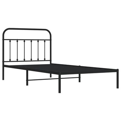 vidaXL Cadre de lit métal sans matelas avec tête de lit noir 100x200cm