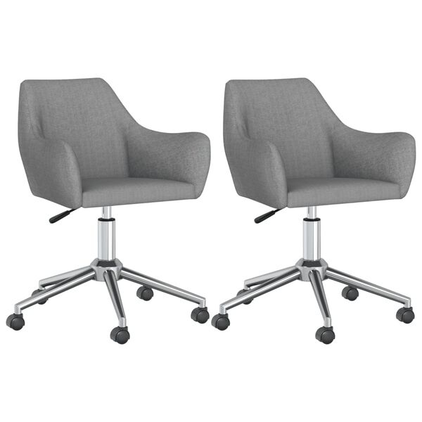 vidaXL Chaises pivotantes &agrave; manger lot de 2 Gris clair Tissu