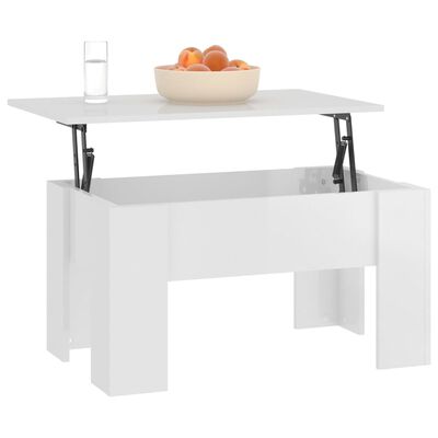 vidaXL Table basse Blanc brillant 79x49x41 cm Bois d'ingénierie
