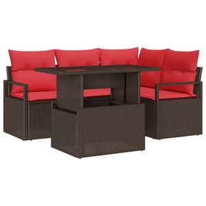 vidaXL Ensemble de canap&eacute; de jardin 5 pc Marron Poly rotin