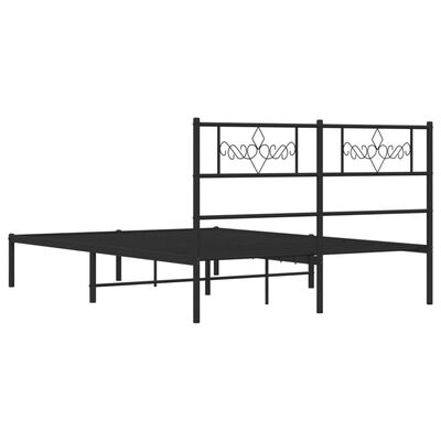 vidaXL Cadre de lit métal sans matelas avec tête de lit noir 150x200cm