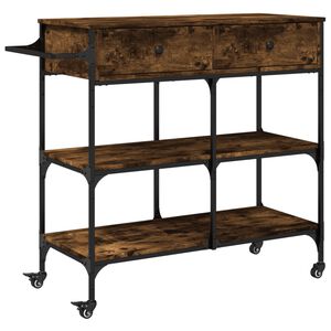 vidaXL Chariot de cuisine ch&ecirc;ne fum&eacute; 105x42x95 cm bois d'ing&eacute;nierie