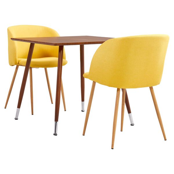 vidaXL Ensemble de salle &agrave; manger 3 pcs Tissu Jaune