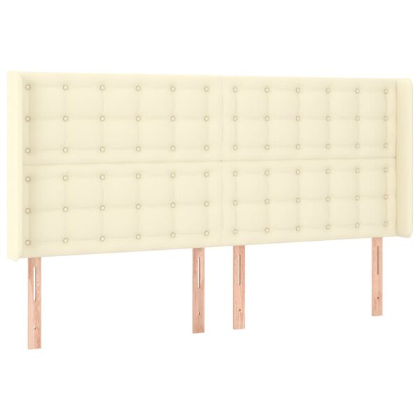 vidaXL T&ecirc;te de lit avec oreilles Cr&egrave;me 203x16x118/128 cm Similicuir