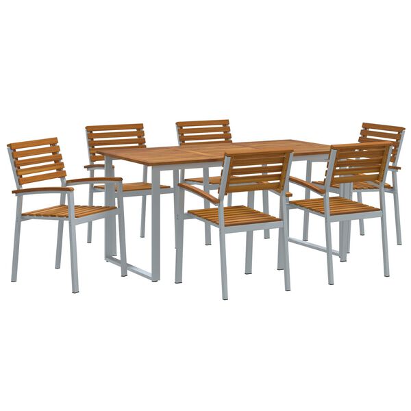 vidaXL Ensemble de salle à manger pour jardin 7 pcs Gris