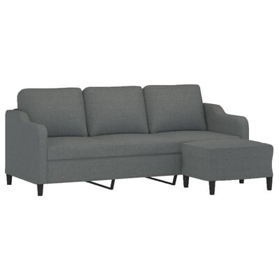 vidaXL Canapé à 3 places avec repose-pieds Gris foncé 180 cm Tissu