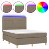 vidaXL Sommier &agrave; lattes de lit et matelas et LED Taupe 140x190cm Tissu