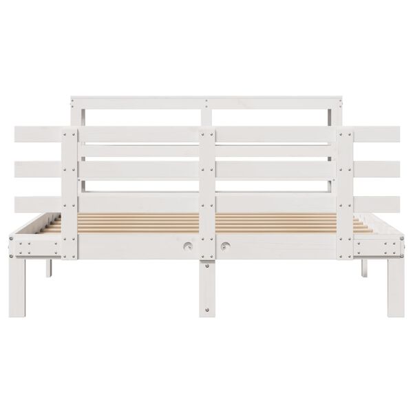 vidaXL Cadre de lit avec tête de lit sans matelas blanc 140x190 cm