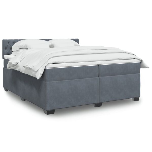 vidaXL Sommier &agrave; lattes de lit et matelas Gris fonc&eacute; 200x200cm Velours