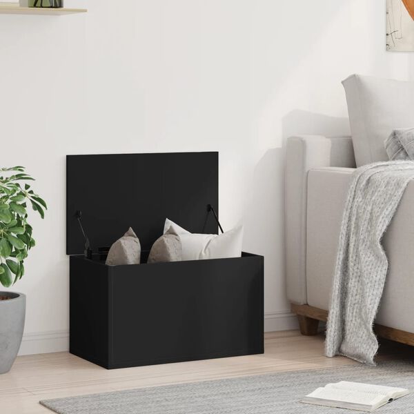 vidaXL Bo&icirc;te de rangement noir 60x35x35 cm bois d'ing&eacute;nierie
