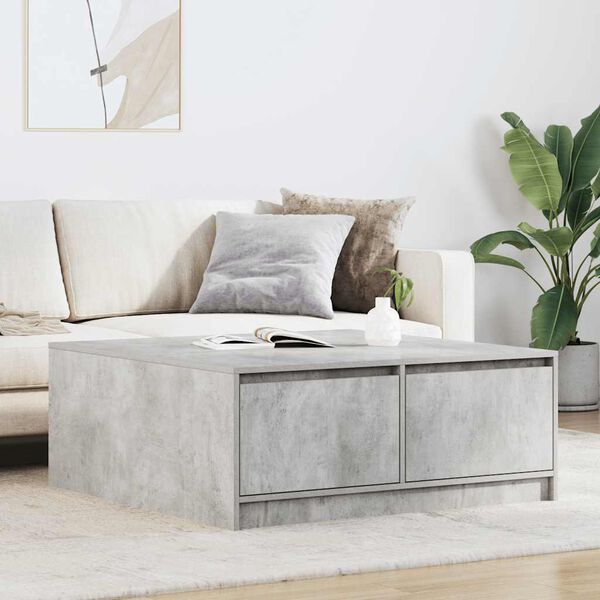 vidaXL Table basse avec tiroirs gris b&eacute;ton 100x100x40 cm