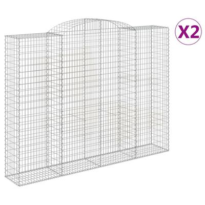 vidaXL Paniers à gabions arqués 2 pcs 300x50x220/240 cm fer galvanisé