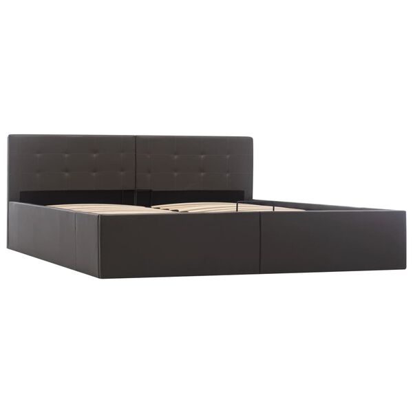 vidaXL Cadre de lit à rangement hydraulique Gris Similicuir 160x200 cm