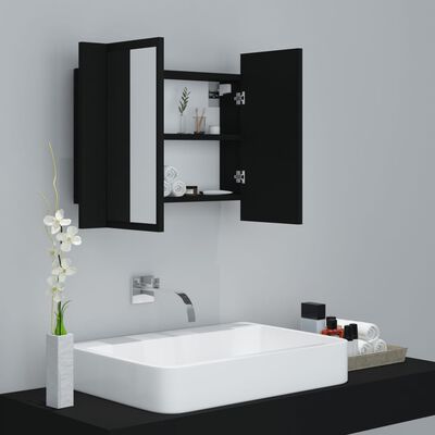 vidaXL Armoire à miroir de salle de bain LED Noir 60x12x45 Acrylique