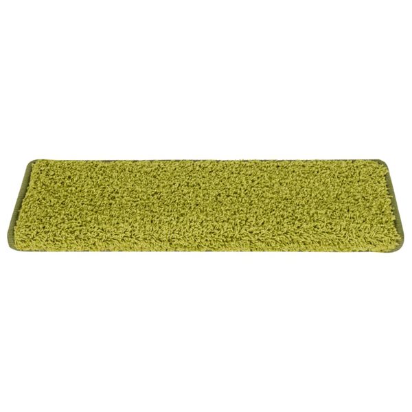 vidaXL Tapis d'escalier 15 pi&egrave;ces 65 x 21 x 4 cm Vert Bordure rectangulaire