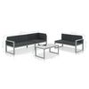vidaXL Salon de jardin 3 pcs et coussins Aluminium Noir