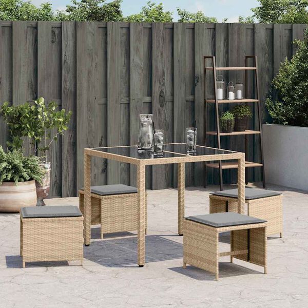 vidaXL Tabourets de jardin coussins lot de 4 m&eacute;lange beige 41x41x36 cm