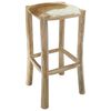 vidaXL Tabouret de bar cuir de ch&egrave;vre et bois de teck solide