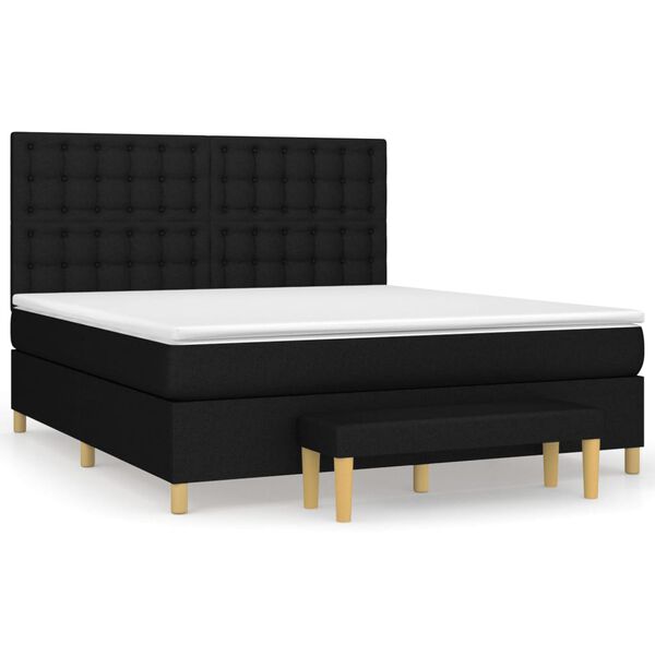vidaXL Sommier &agrave; lattes de lit avec matelas Noir 180x200 cm Tissu