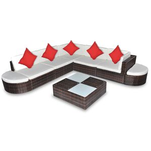 vidaXL Salon de jardin 8 pcs avec coussins r&eacute;sine tress&eacute;e marron