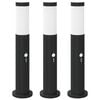 vidaXL Bornes lumineuses avec d&eacute;tecteur lot de 3 50 cm acier inoxydable IP44
