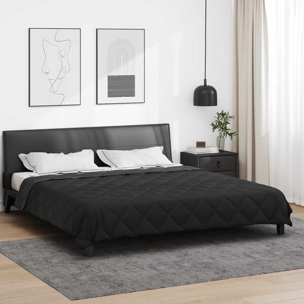 vidaXL Duvet d'&eacute;t&eacute; simple Noir et anthracite 240 x 260 cm Microfibre