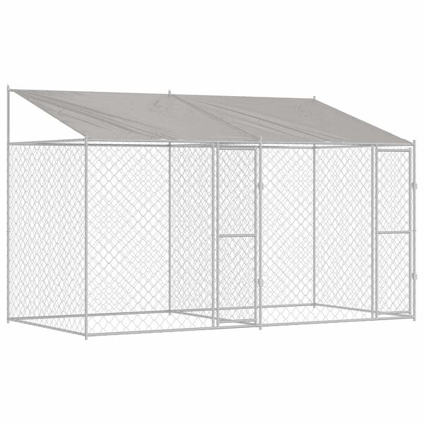 vidaXL Cage pour chien avec toit Argent&eacute; 400 x 200 x 258 cm