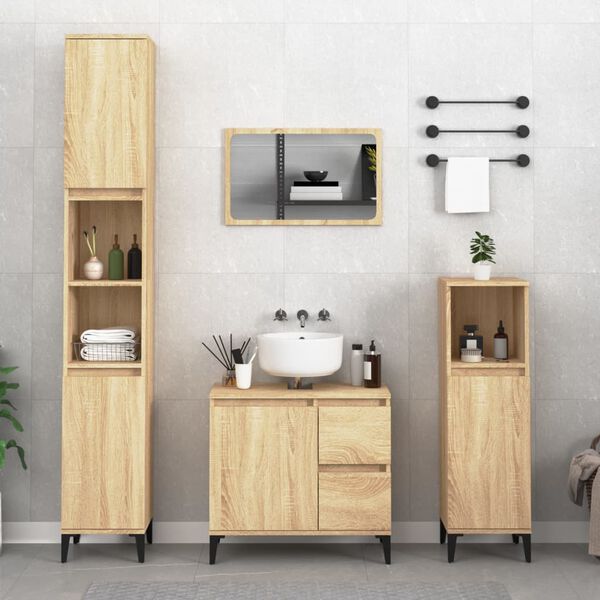 vidaXL Ensemble de meubles de salle de bain 2 pcs ch&ecirc;ne sonoma