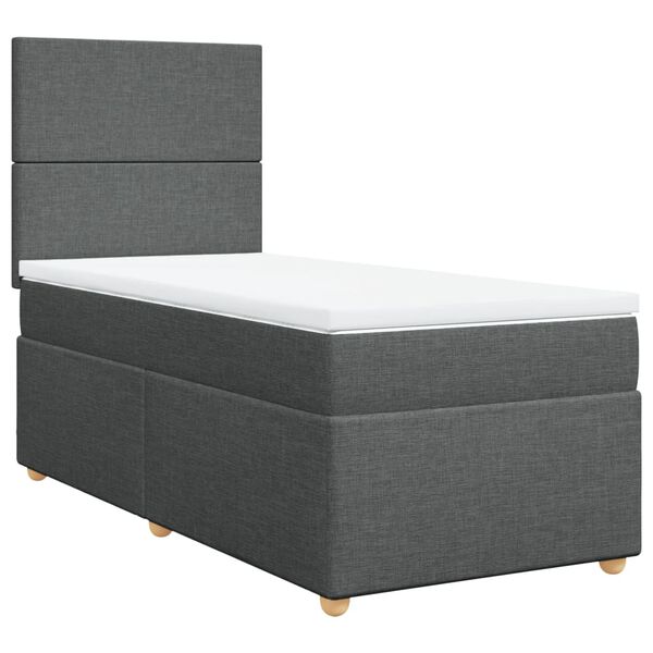 vidaXL Sommier à lattes de lit et matelas Gris foncé 90x190 cm Tissu