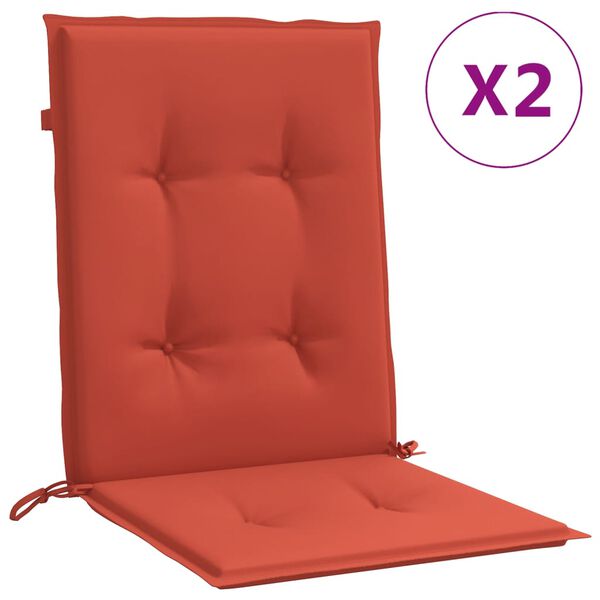 vidaXL Coussins de chaise à dossier bas lot de 2 rouge mélangé tissu