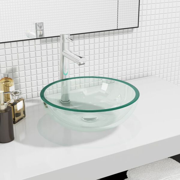 vidaXL Lavabo Verre tremp&eacute; 35x12 cm Transparent