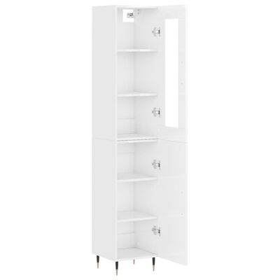 vidaXL Buffet haut Blanc brillant 34,5x34x180 cm Bois d'ingénierie