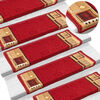 vidaXL Tapis d'escalier autocollants 15 pcs 65x21x4 cm Rouge
